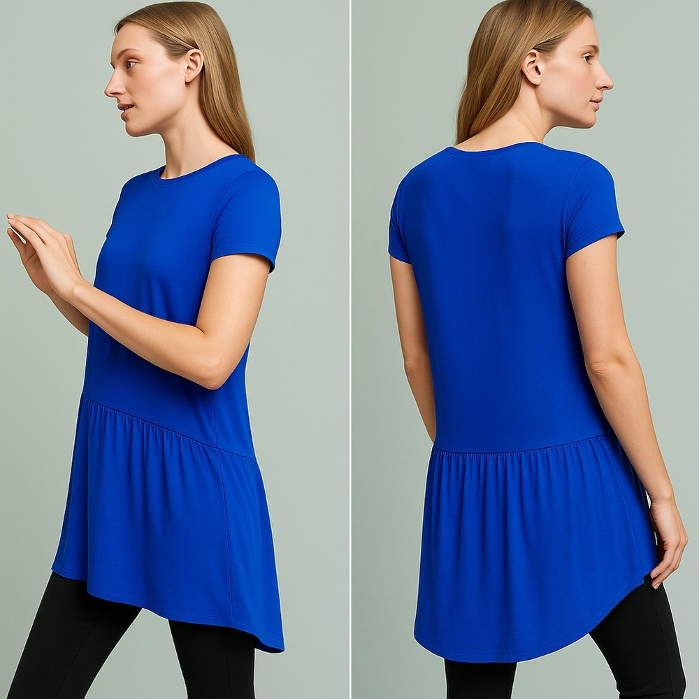 💙Anthropologie Dolan Blue Peplum Short Sleeve Tunic